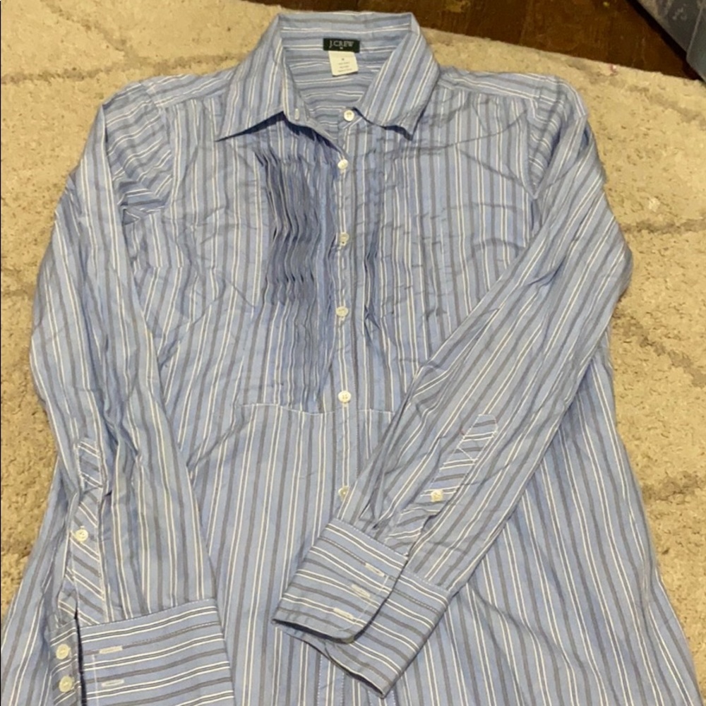 Jcrew blue and white striped shirt